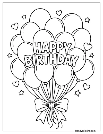 Birthday Balloon Bouquet Coloring Page