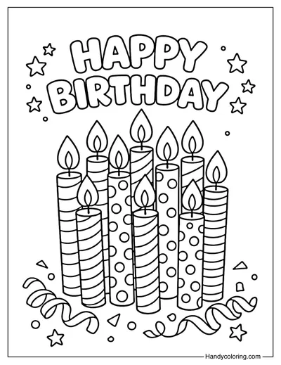 Birthday Candle Cluster Coloring Page