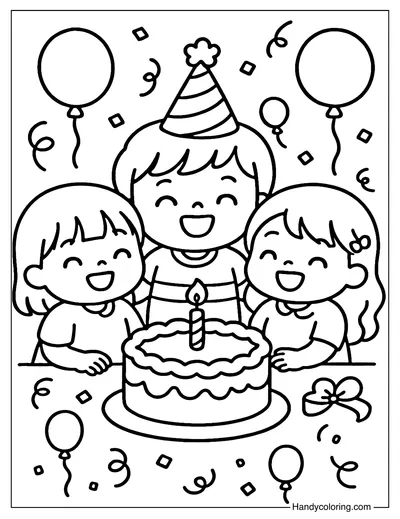 Birthday Joy Coloring Page