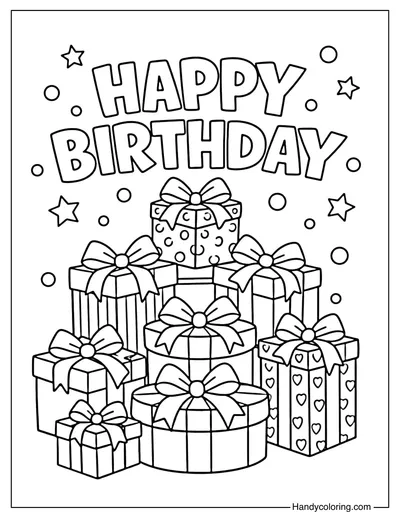 Birthday Presents Coloring Page