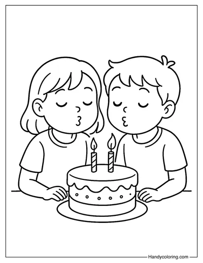 Birthday Wish Together Coloring Page
