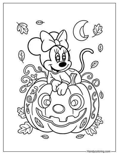 Black Cat Minnie Mouse Coloring Page