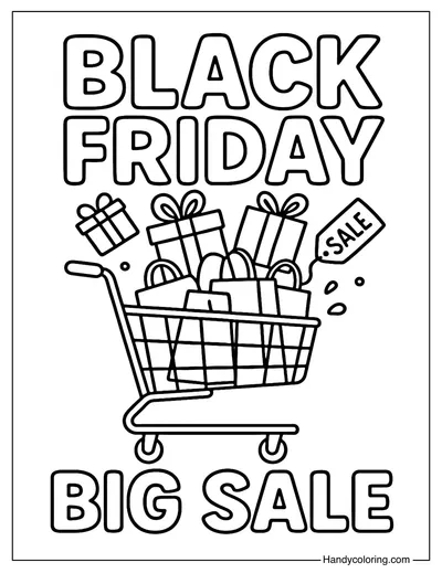 Black Friday Big Sale Cart Coloring Page