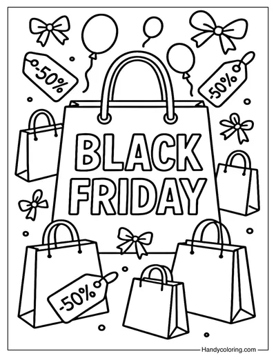 Black Friday Shopping Bag Coloring Page