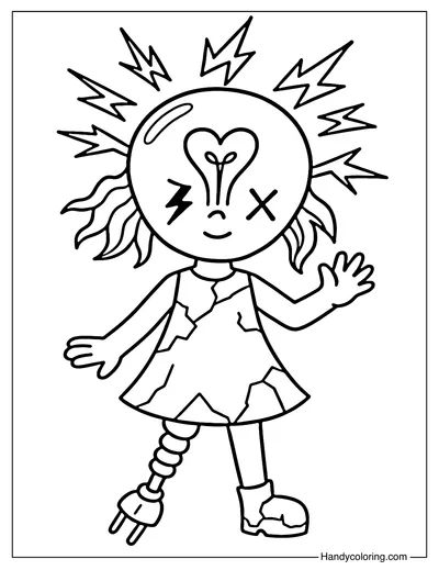 Blink Lightbulb Doll Coloring Page