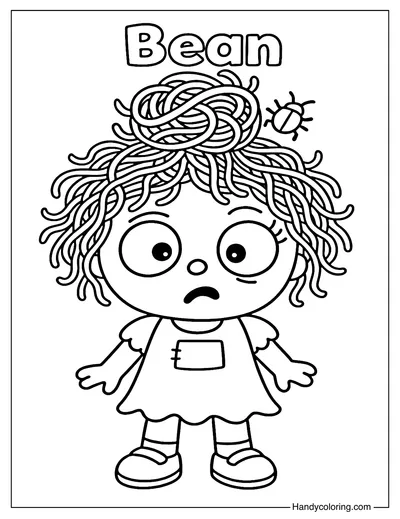 Blinky Bean Doll Coloring Page