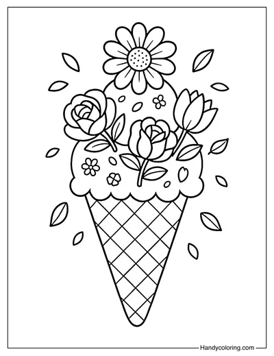 Bloomy Cone Coloring Page