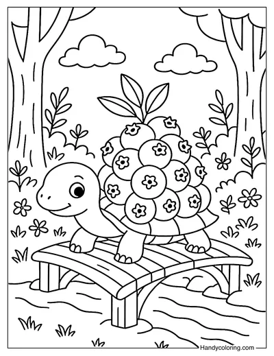 Blueberry Turtle Coloring Page