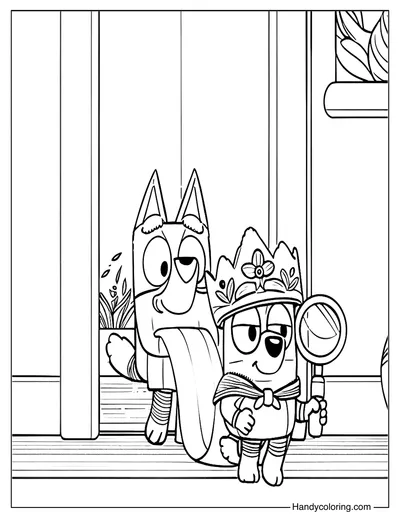 Bluey and Bingo Coloring Page Free
