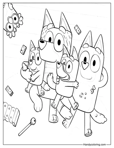 Bluey And Family Coloring Sheet
