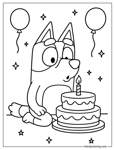 Bluey Birthday Coloring Page