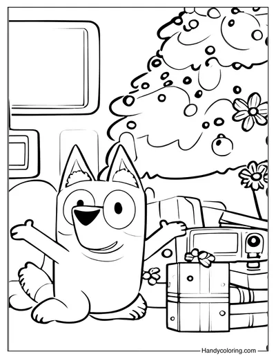 Bluey Christmas Coloring Sheet