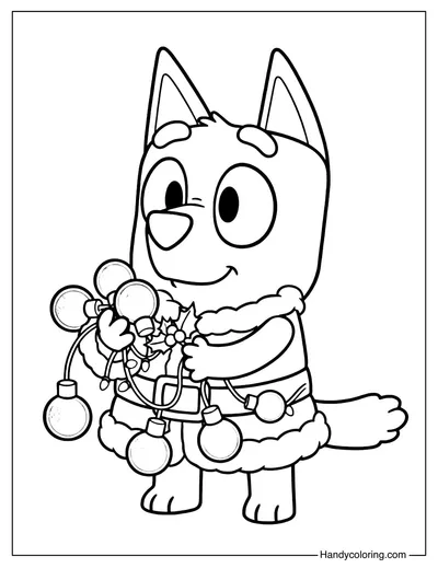 Bluey Christmas Lights Coloring Page