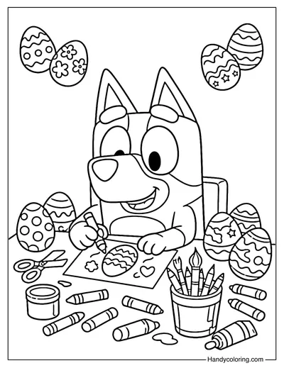 Bluey Easter Egg Painting Table