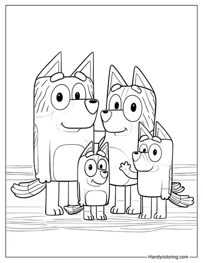 Bluey Family Coloring Page