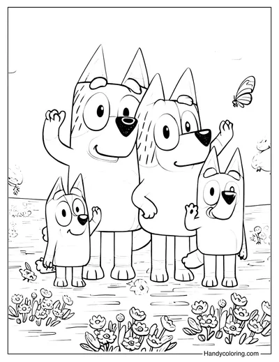 Bluey Family Picnic Coloring Page