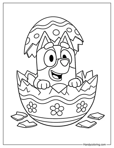 Bluey Hatching from Easter Egg