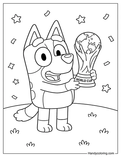 Bluey Holding World Cup Trophy