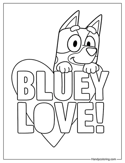 Bluey Love Coloring Page