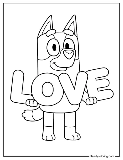 Bluey Love Valentine Coloring Page