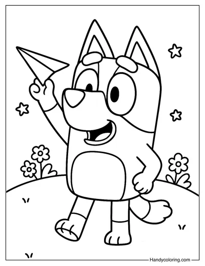 Bluey Plays Paper Airplane Coloring Page