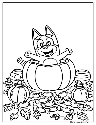 Bluey Pumpkin Coloring Page
