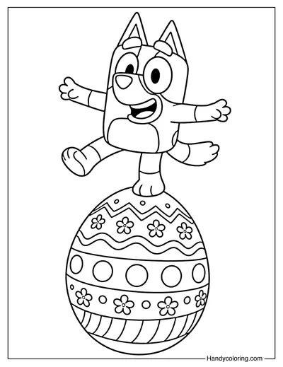 Bluey Running on Easter Eggs