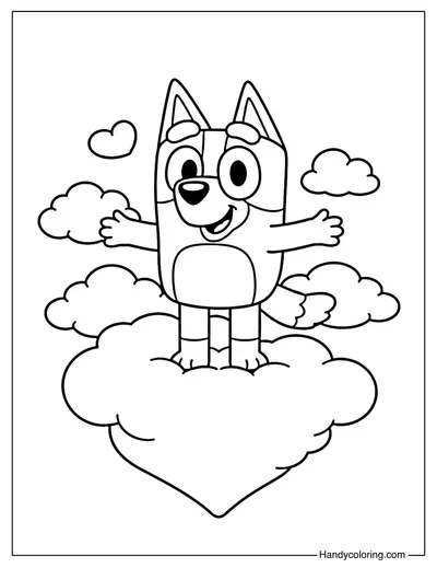Bluey Valentine Cloud Hug Coloring Page