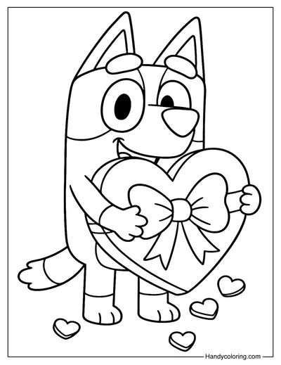 Bluey Valentines Coloring Page