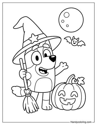 Bluey Wearing a Witch Hat