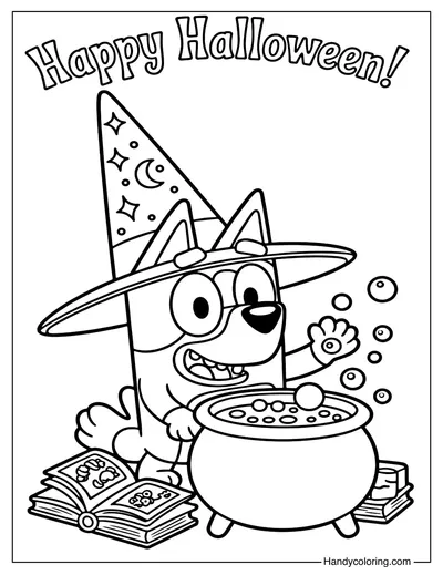 Bluey Witch Hat Coloring Page