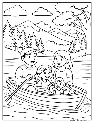 Boating on the Lake Coloring Page