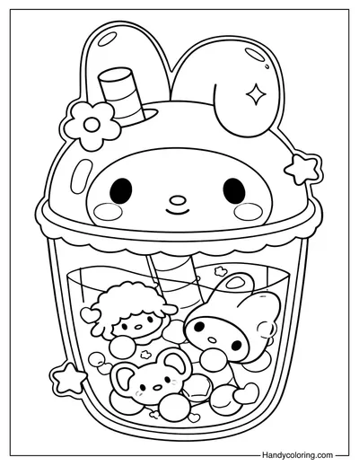 Boba Tea Coloring Page My Melody