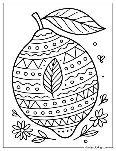 Boho Pattern Lemon Coloring Page