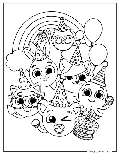 Bolofofos Birthday Party Coloring Page