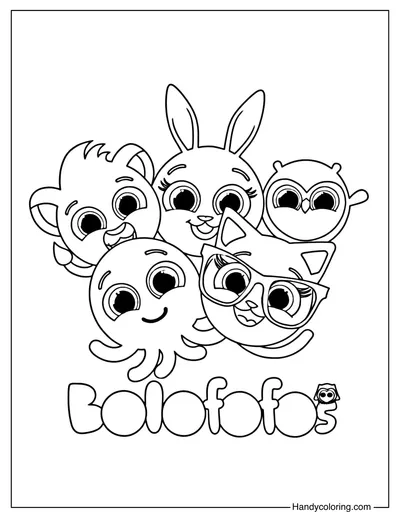 Bolofofos Characters with Logo Coloring Page