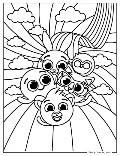Bolofofos on Rainbow Coloring Page