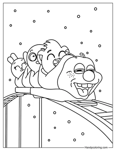 Bolofofos on Roller Coaster Coloring Page