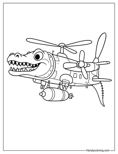 Bombardiro Crocodilo Coloring Page Italian Brainrot