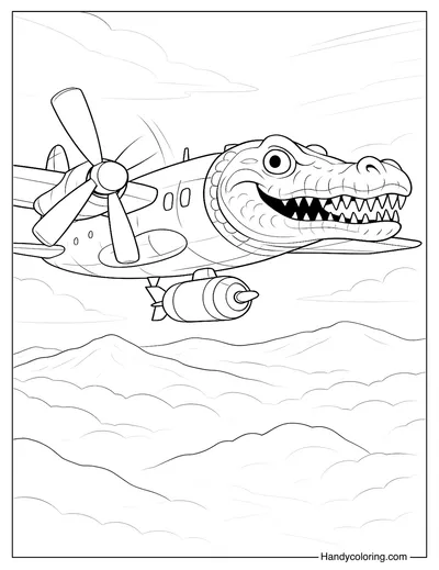 Bombardiro Crocodilo over Memory Mountains Coloring