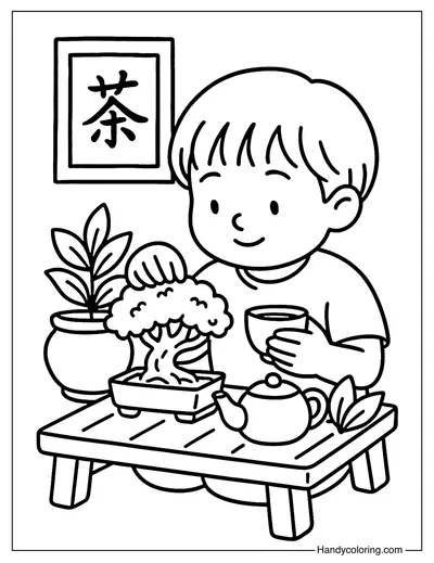 Bonsai Table Nook Coloring Page