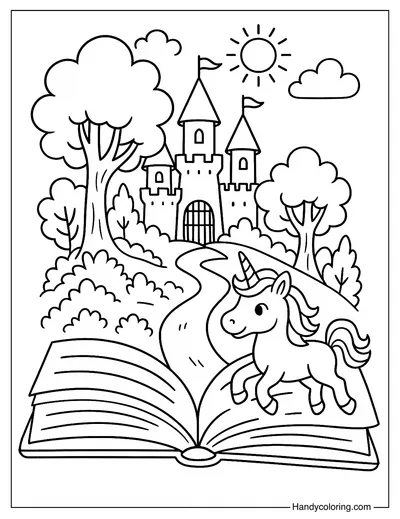 Book Imagination World Coloring Page