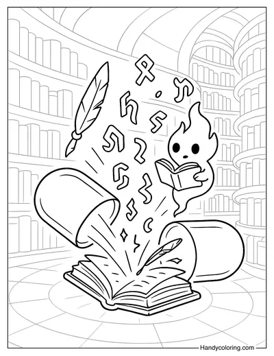 Book Spirit Capsule Coloring Page