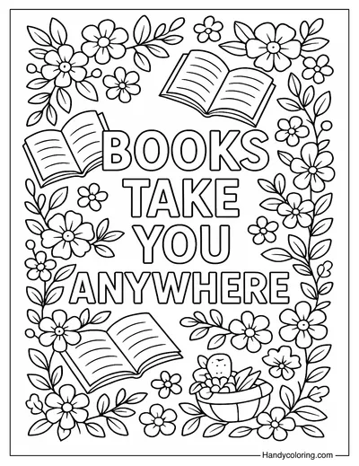 Books Take You Anywhere Coloring Page