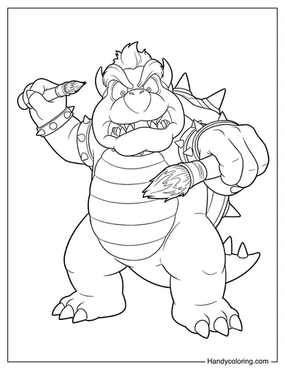 Bowser Holding Paintbrushes
