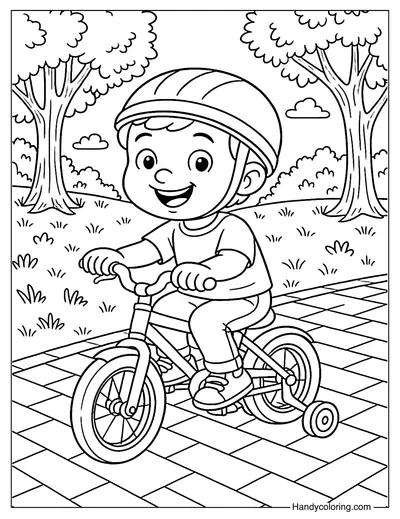 Boy Biking Coloring Page