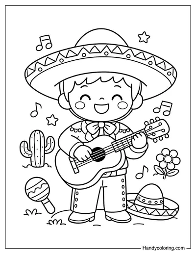 Boy Playing Guitar in Cinco de Mayo