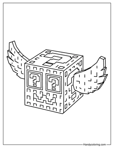 Brainrot God Lucky Block Coloring Page
