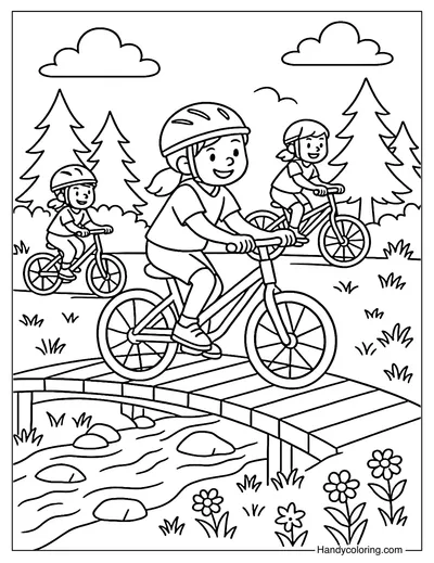 Bridge Bike Ride Coloring Page