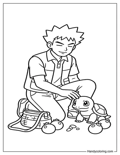 Brock Caring for Pokemon Squirtle